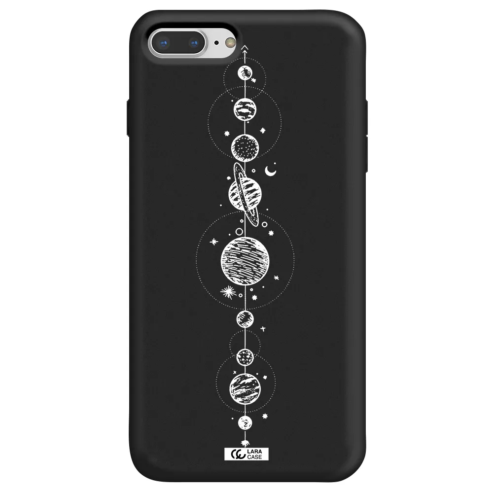 Solar System Line Art Apple iPhone 8 plus Silicone black Case