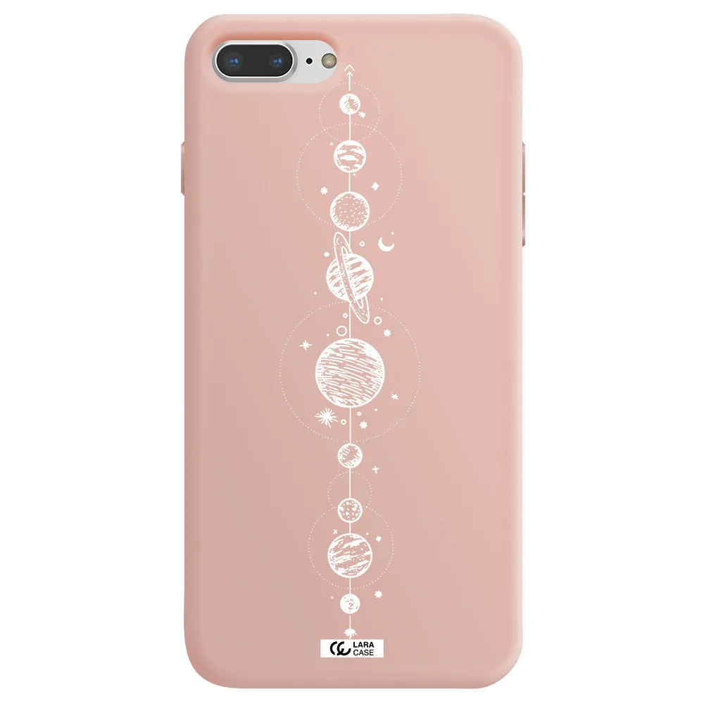 Solar System Line Art Apple iPhone 8 plus Silicone pastel pink Case