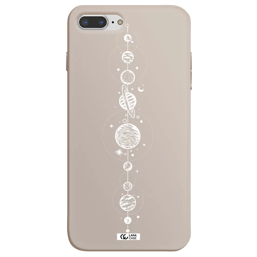 Solar System Line Art Apple iPhone 8 plus Silicone Stone Case