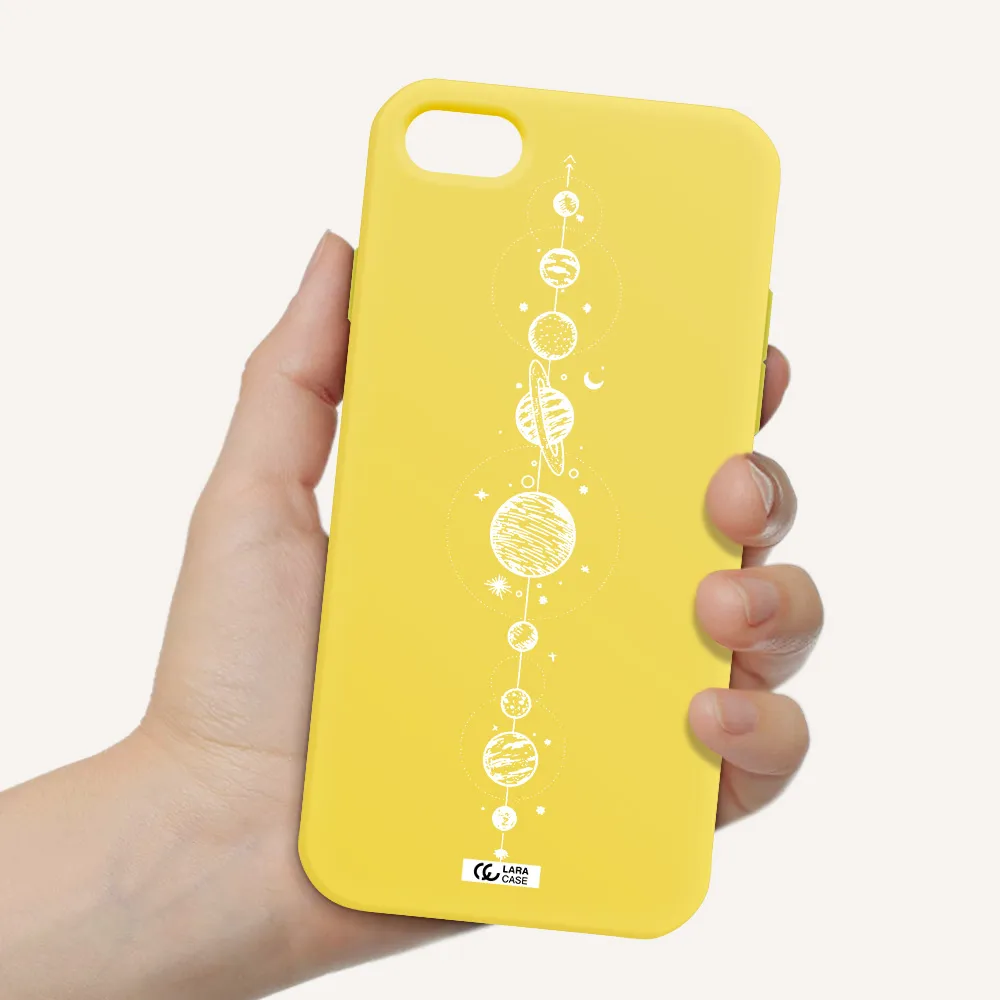 Solar System Line Art Apple iPhone 8 Silicone canary yellow Case