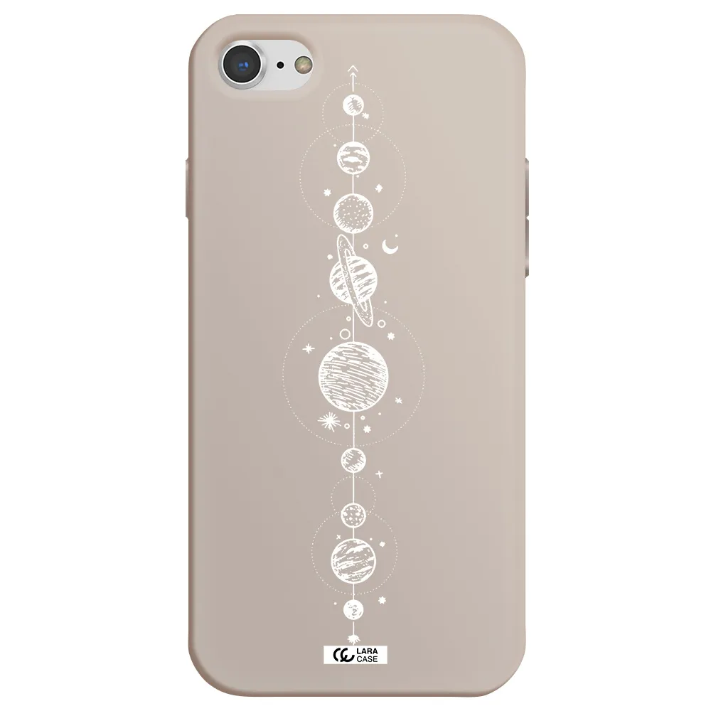 Solar System Line Art Apple iPhone 8 Silicone Stone Case