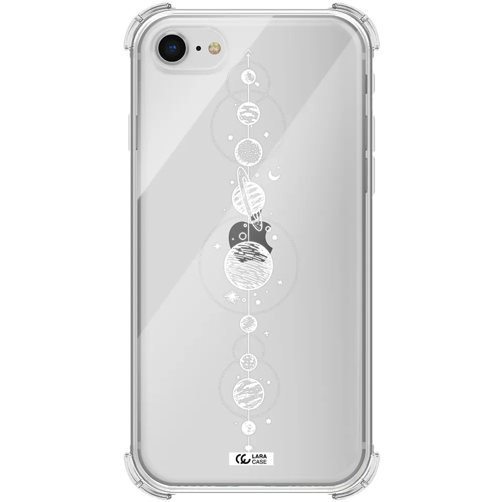 Solar System Line Art Apple iPhone se 2020 Clear PC Case