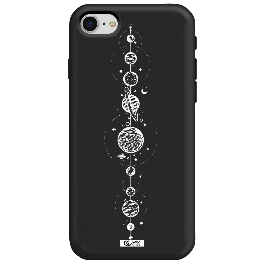 Solar System Line Art Apple iPhone se 2020 Silicone black Case