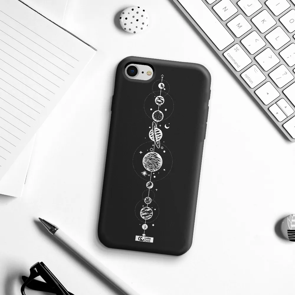 Solar System Line Art Apple iPhone se 2020 Silicone black Case