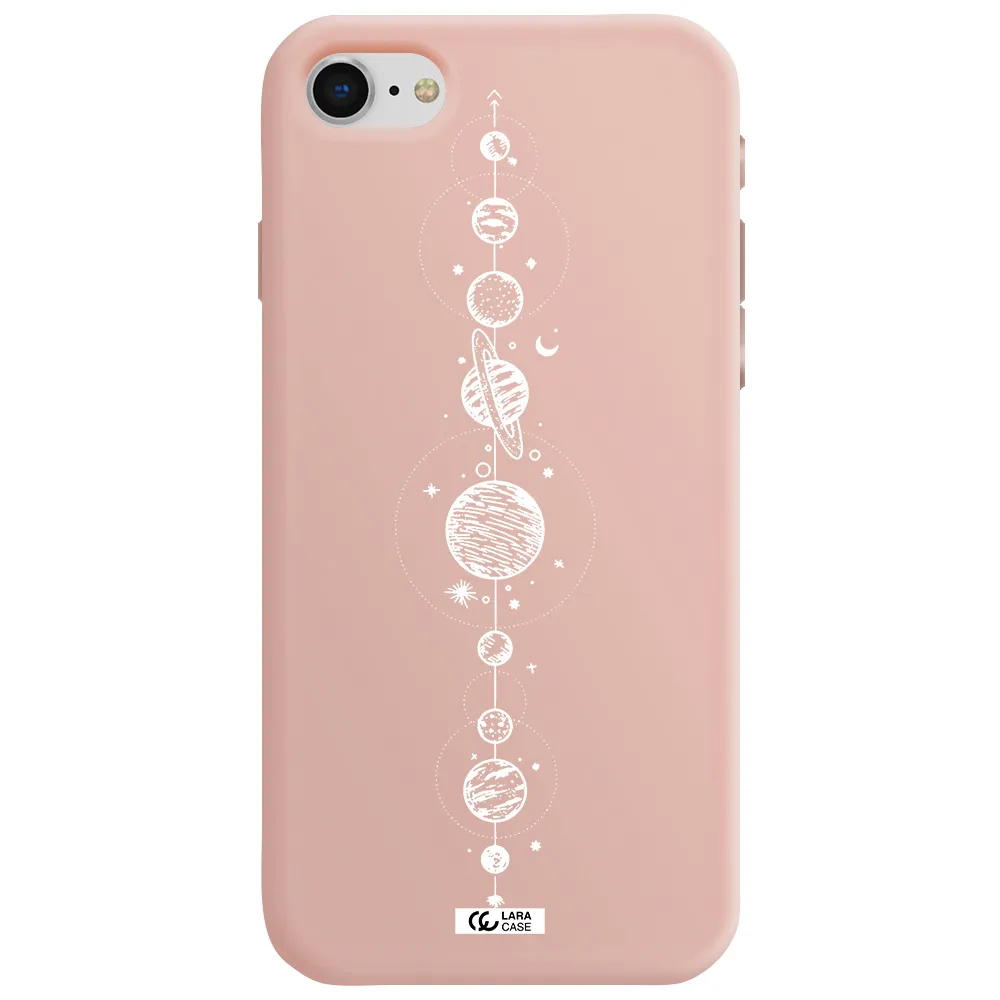 Solar System Line Art Apple iPhone se 2020 Silicone pastel pink Case
