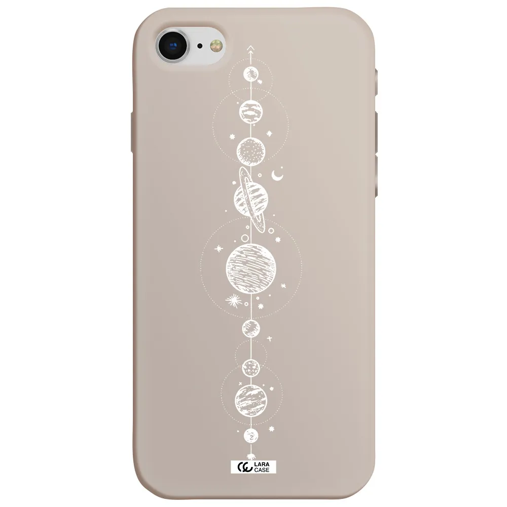 Solar System Line Art Apple iPhone se 2020 Silicone Stone Case