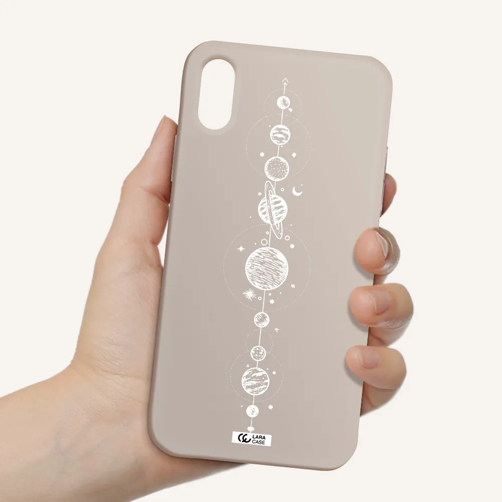 Solar System Line Art Apple iPhone X Silicone Stone Case