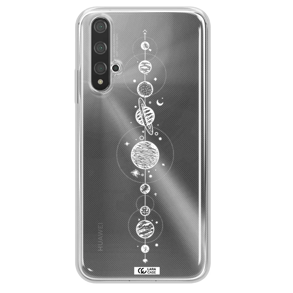 Solar System Line Art Huawei Nova 5t Clear TPU Case