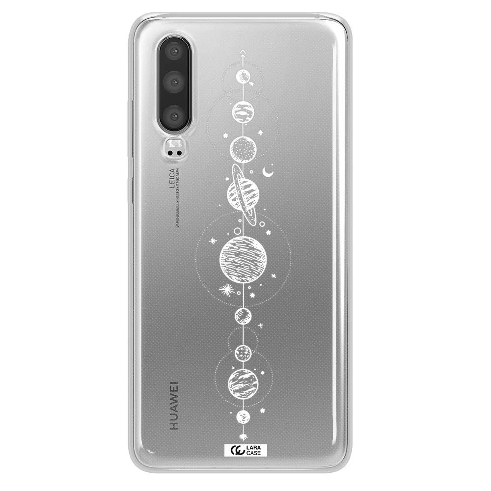 Solar System Line Art Huawei P30 Clear TPU Case