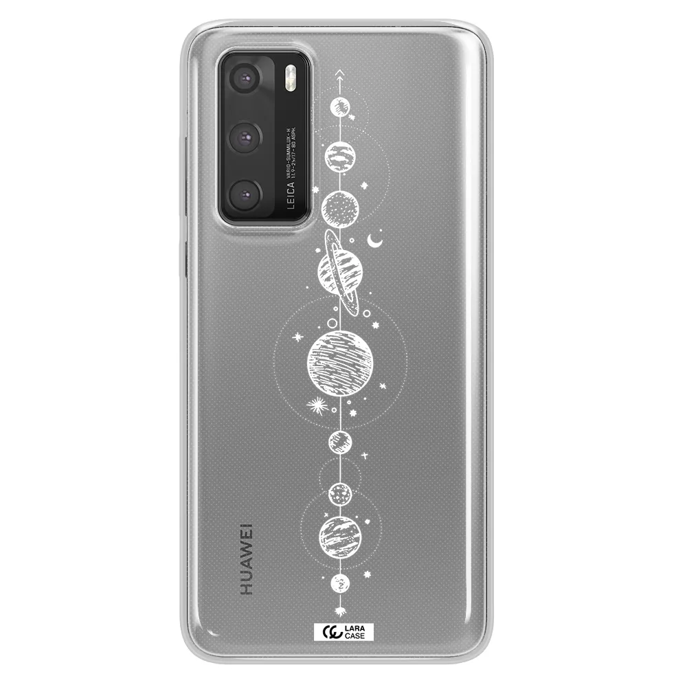Solar System Line Art Huawei P40 Clear TPU Case