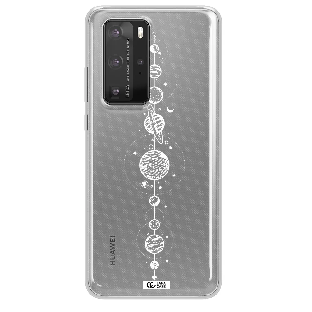 Solar System Line Art Huawei P40 Pro Clear TPU Case