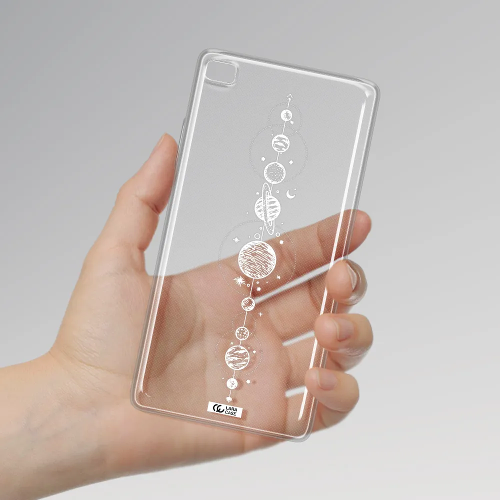 Solar System Line Art Huawei P8 Clear TPU Case