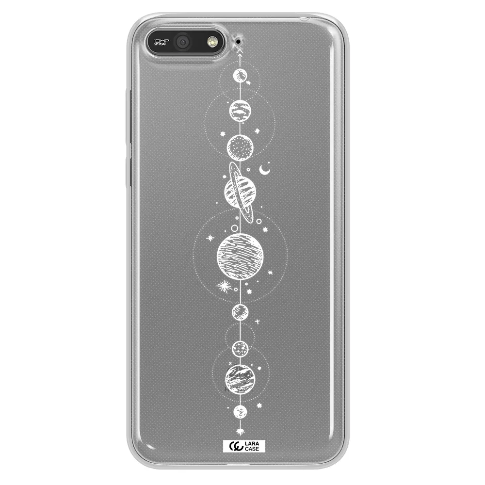 Solar System Line Art Huawei Y6 2018 Clear TPU Case