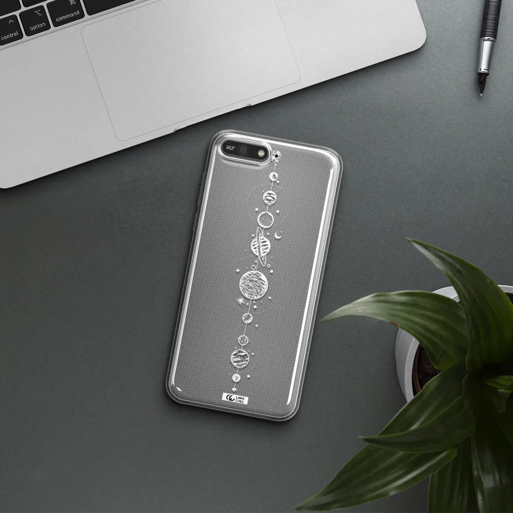 Solar System Line Art Huawei Y6 2018 Clear TPU Case