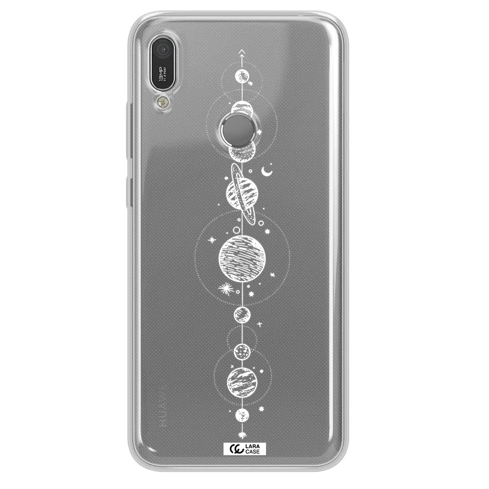 Solar System Line Art Huawei Y6 2019 Clear TPU Case