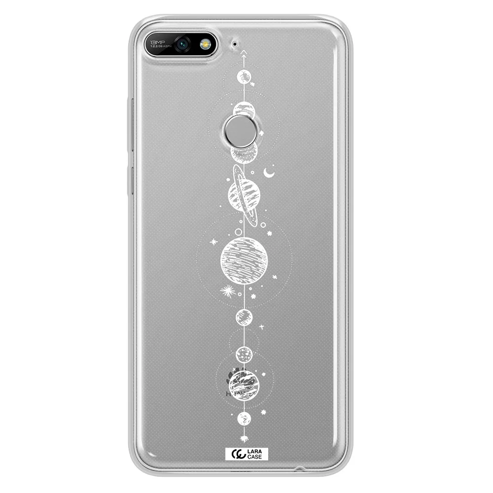 Solar System Line Art Huawei Y7 2018 Clear TPU Case