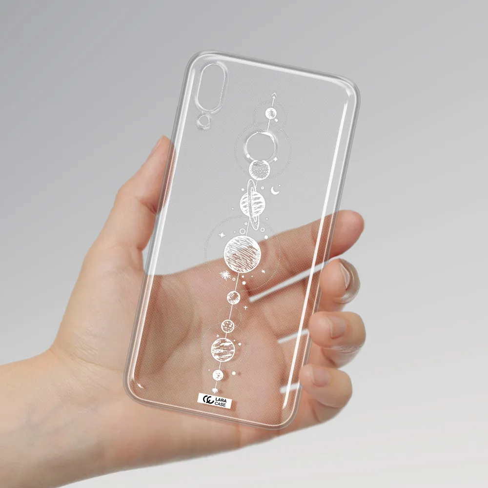 Solar System Line Art Huawei Y7 2019 Clear TPU Case