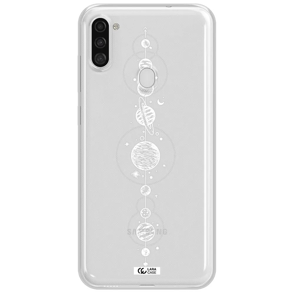 Solar System Line Art Samsung A11 Clear TPU Case