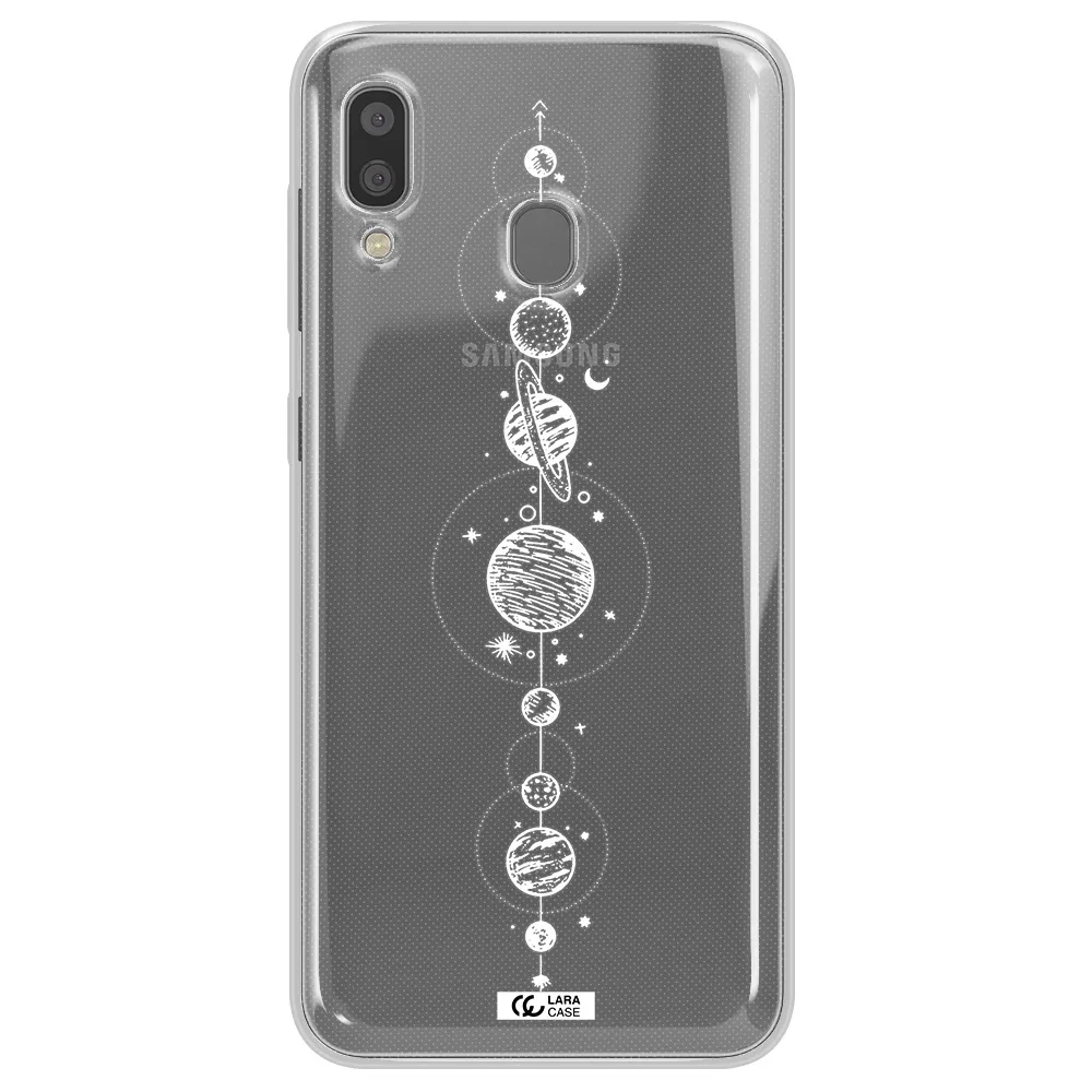 Solar System Line Art Samsung A20 Clear TPU Case