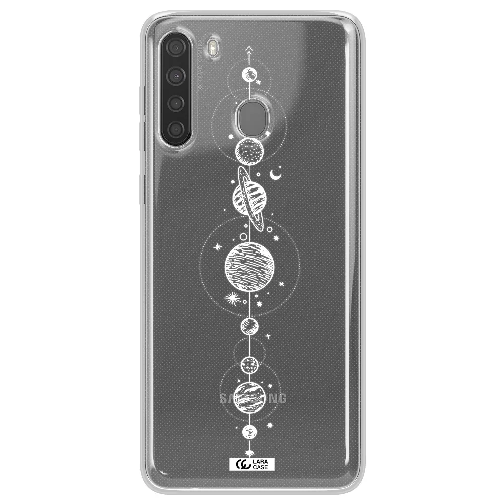 Solar System Line Art Samsung A21 Clear TPU Case