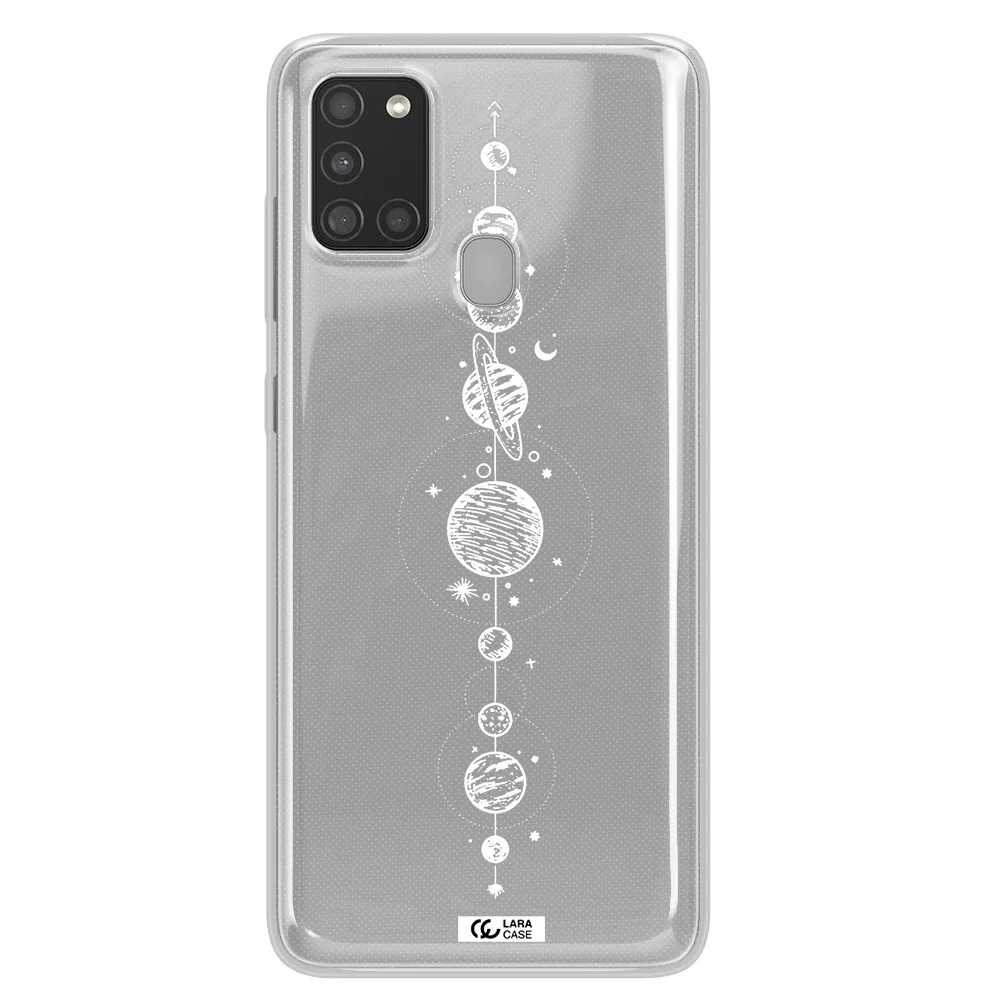 Solar System Line Art Samsung A21S Clear TPU Case