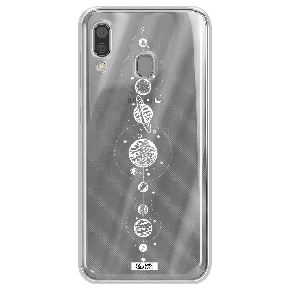 Solar System Line Art Samsung A30 Clear TPU Case