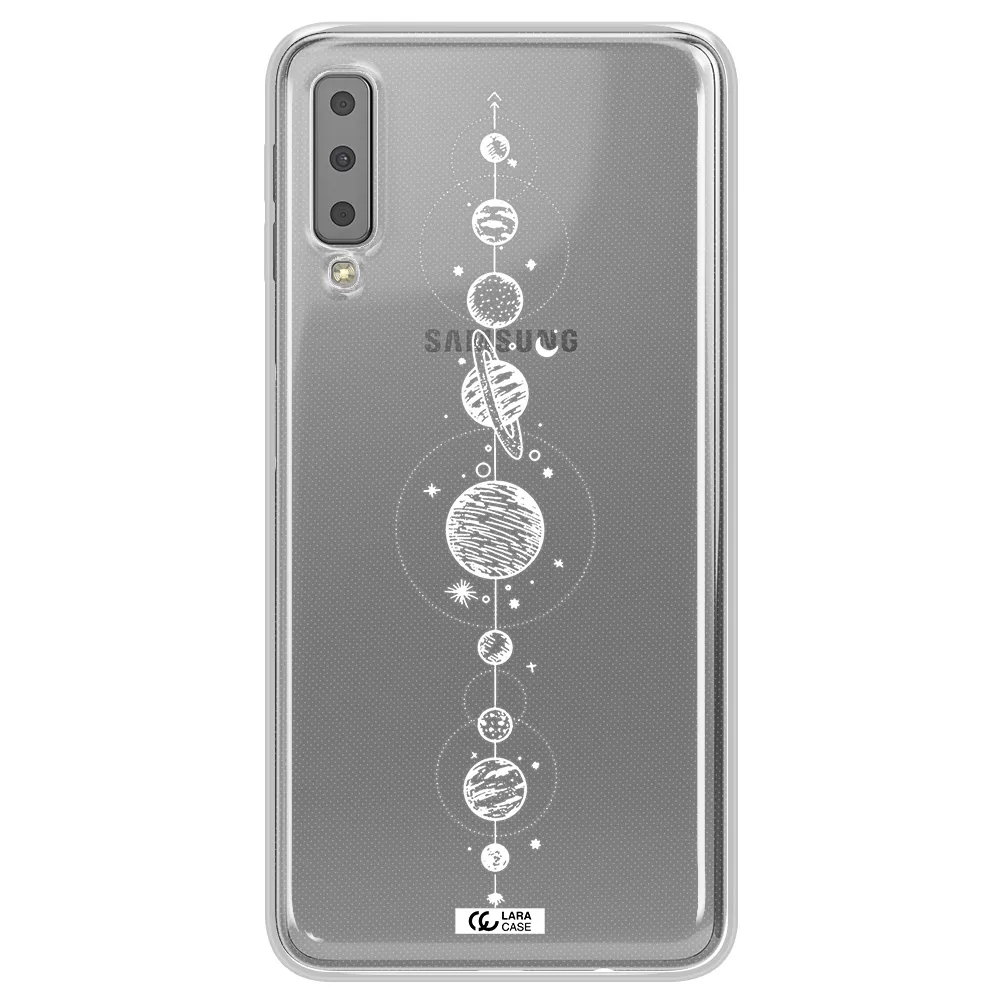 Solar System Line Art Samsung A7 2018 Clear TPU Case