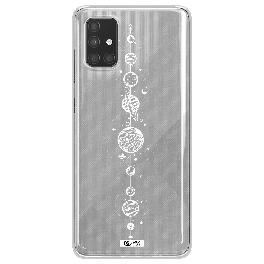 Solar System Line Art Samsung A71 Clear TPU Case