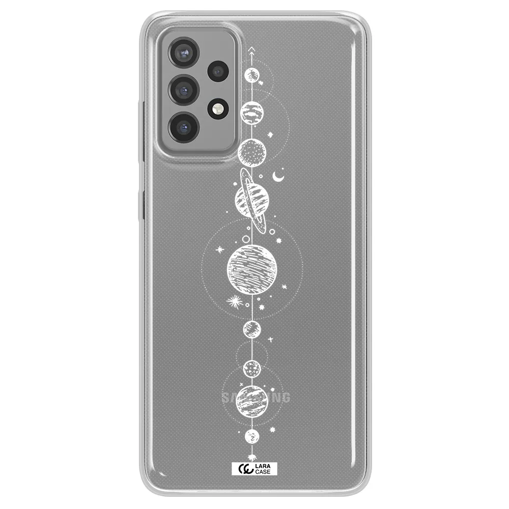 Solar System Line Art Samsung A72 Clear TPU Case