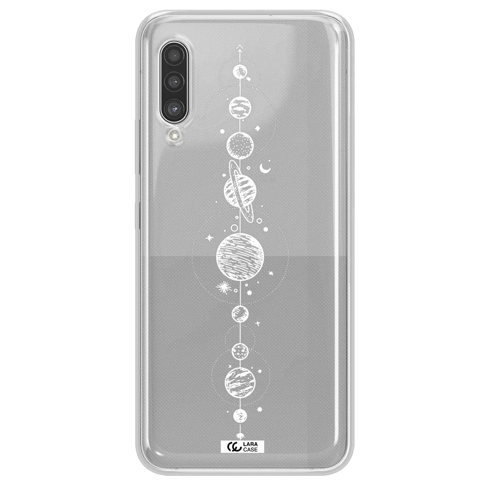 Solar System Line Art Samsung A90 Clear TPU Case