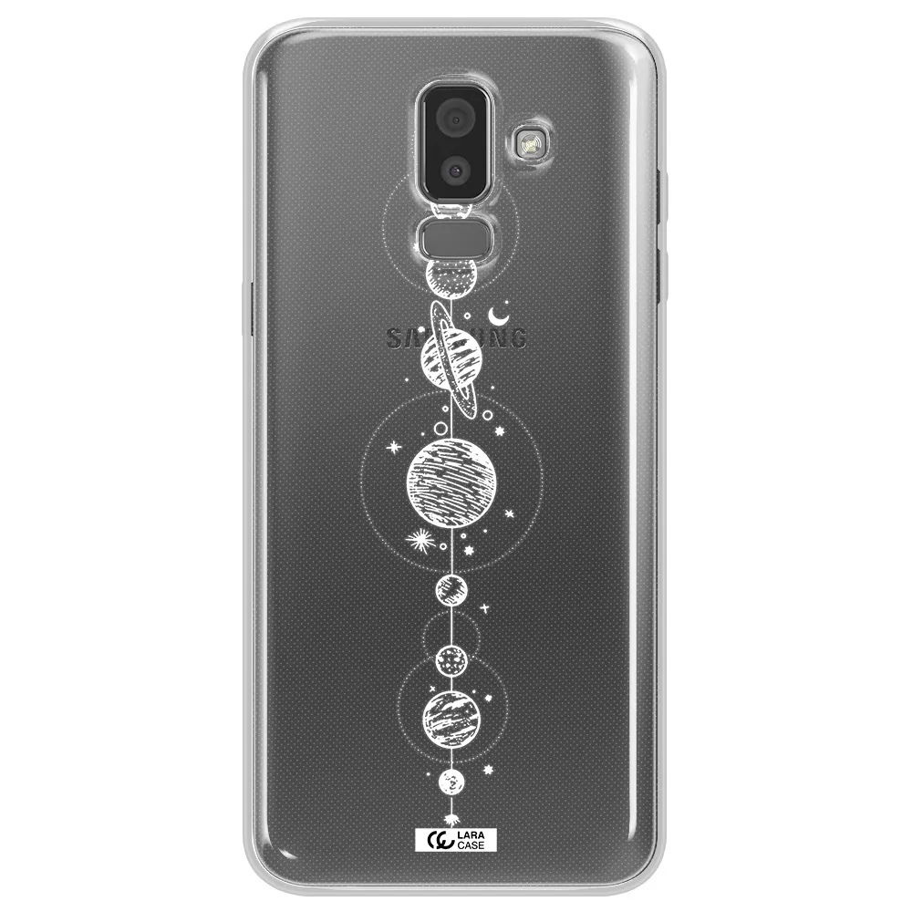 Solar System Line Art Samsung J8 Clear TPU Case