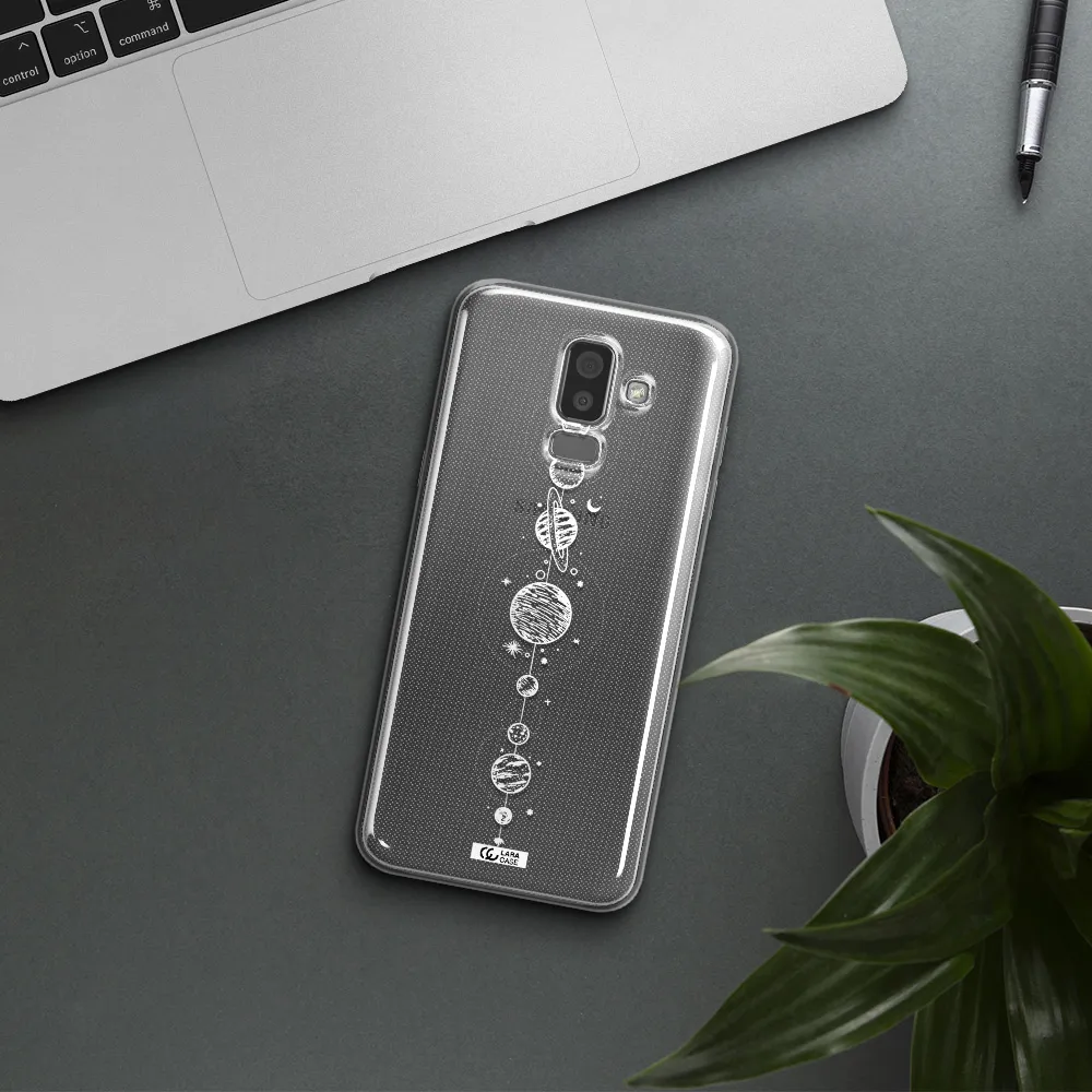 Solar System Line Art Samsung J8 Clear TPU Case