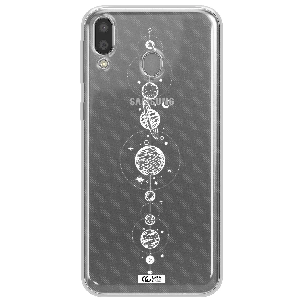Solar System Line Art Samsung M20 Clear TPU Case