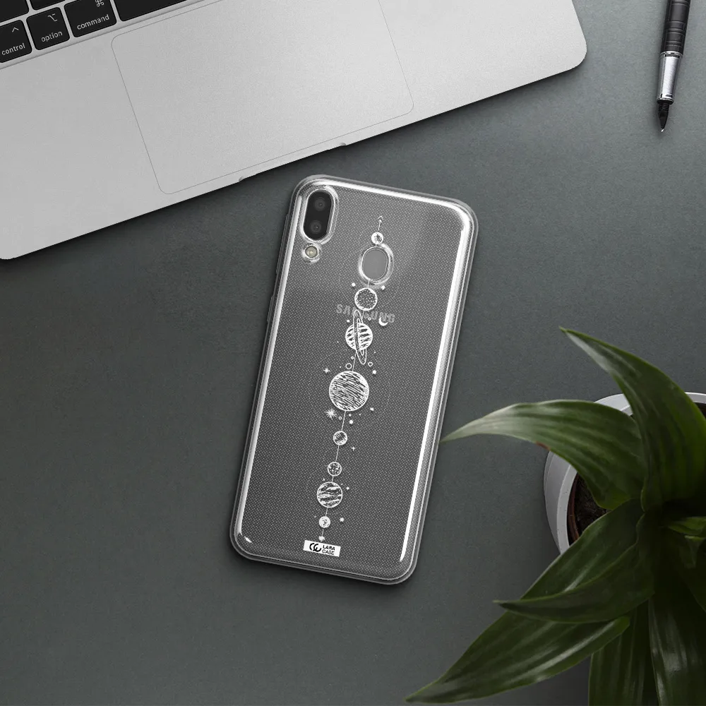 Solar System Line Art Samsung M20 Clear TPU Case