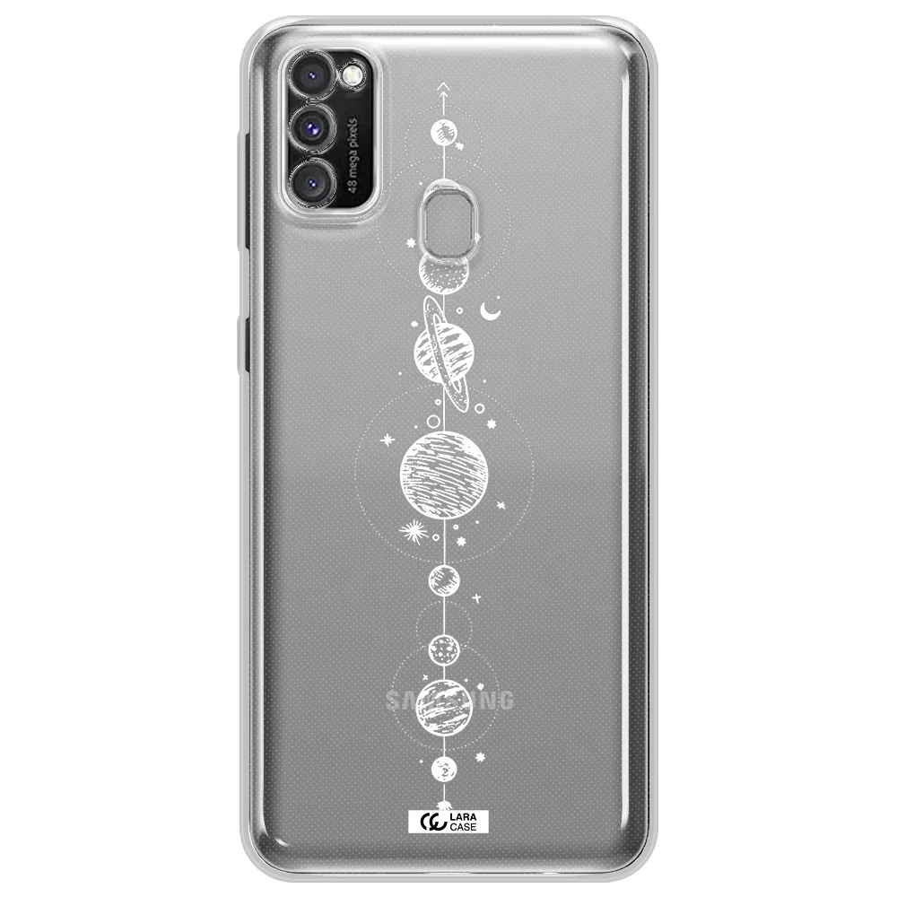 Solar System Line Art Samsung M30S Clear TPU Case