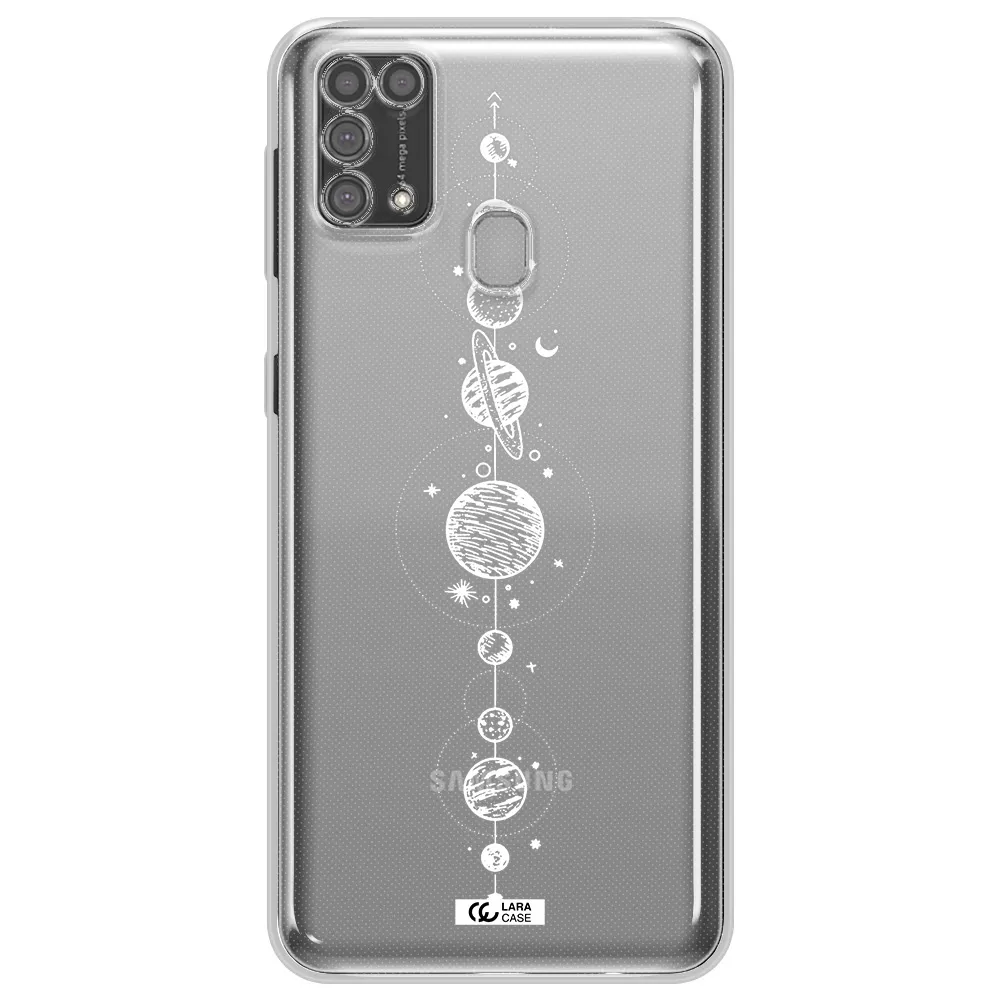 Solar System Line Art Samsung M31 Clear TPU Case