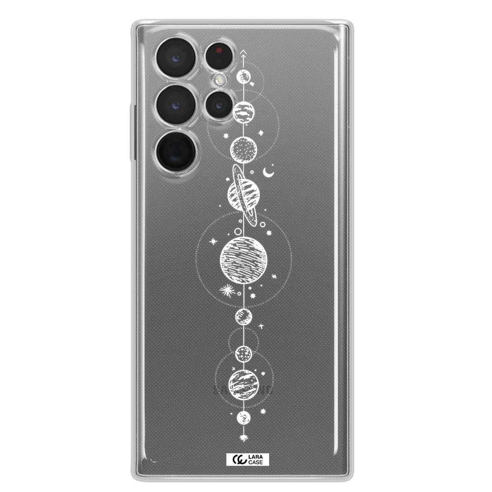 Solar System Line Art Samsung S 22 Ultra Clear TPU Case