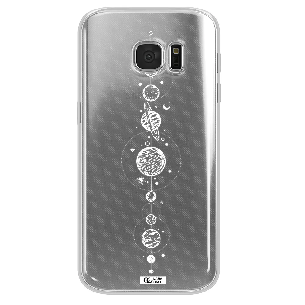 Solar System Line Art Samsung S 7 Clear TPU Case