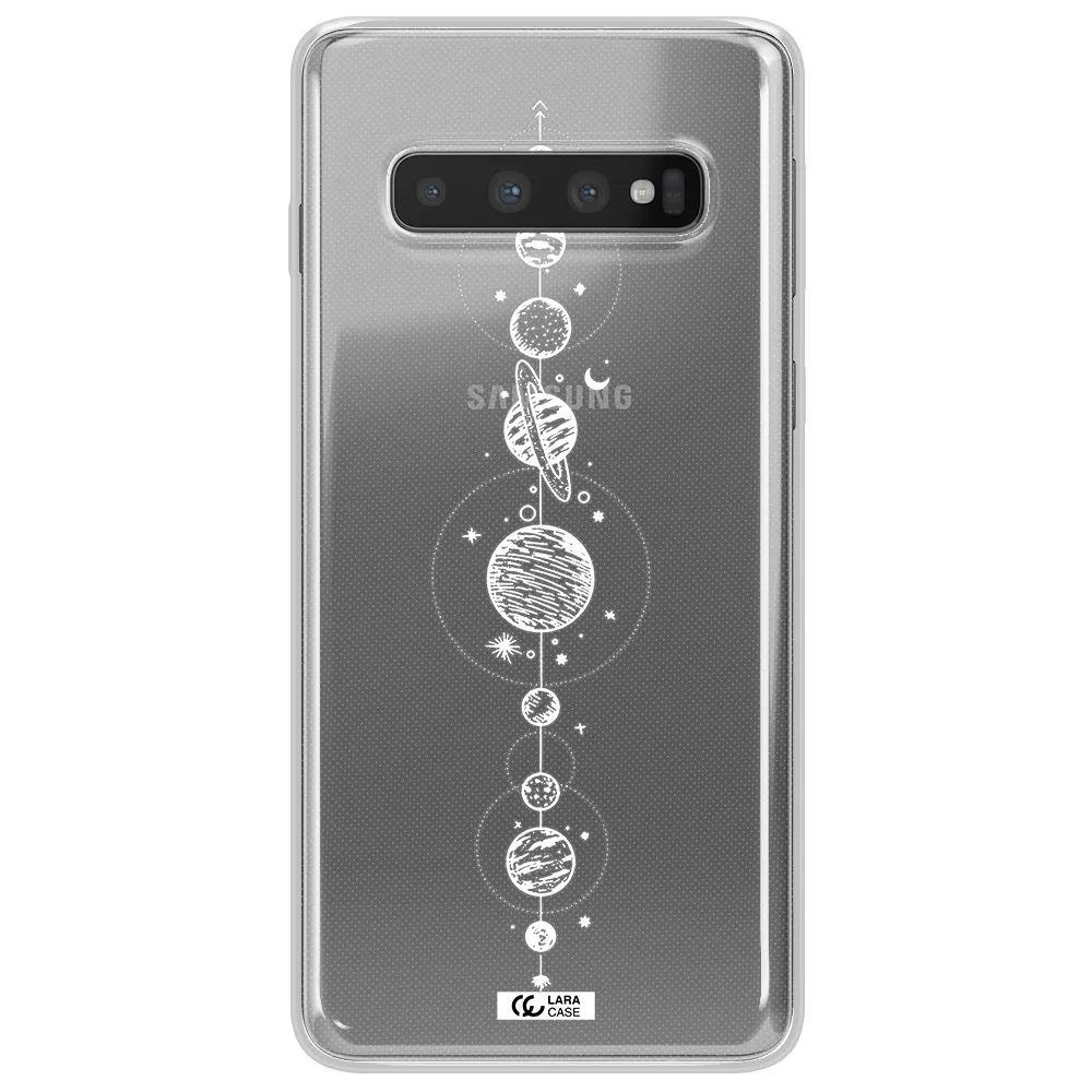 Solar System Line Art Samsung S10 Clear TPU Case