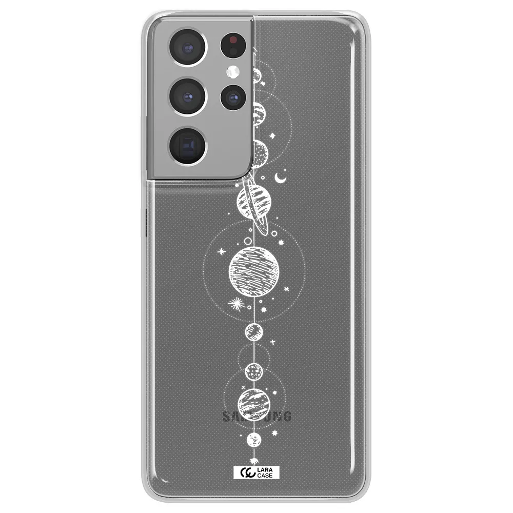 Solar System Line Art Samsung S21 Ultra Clear TPU Case