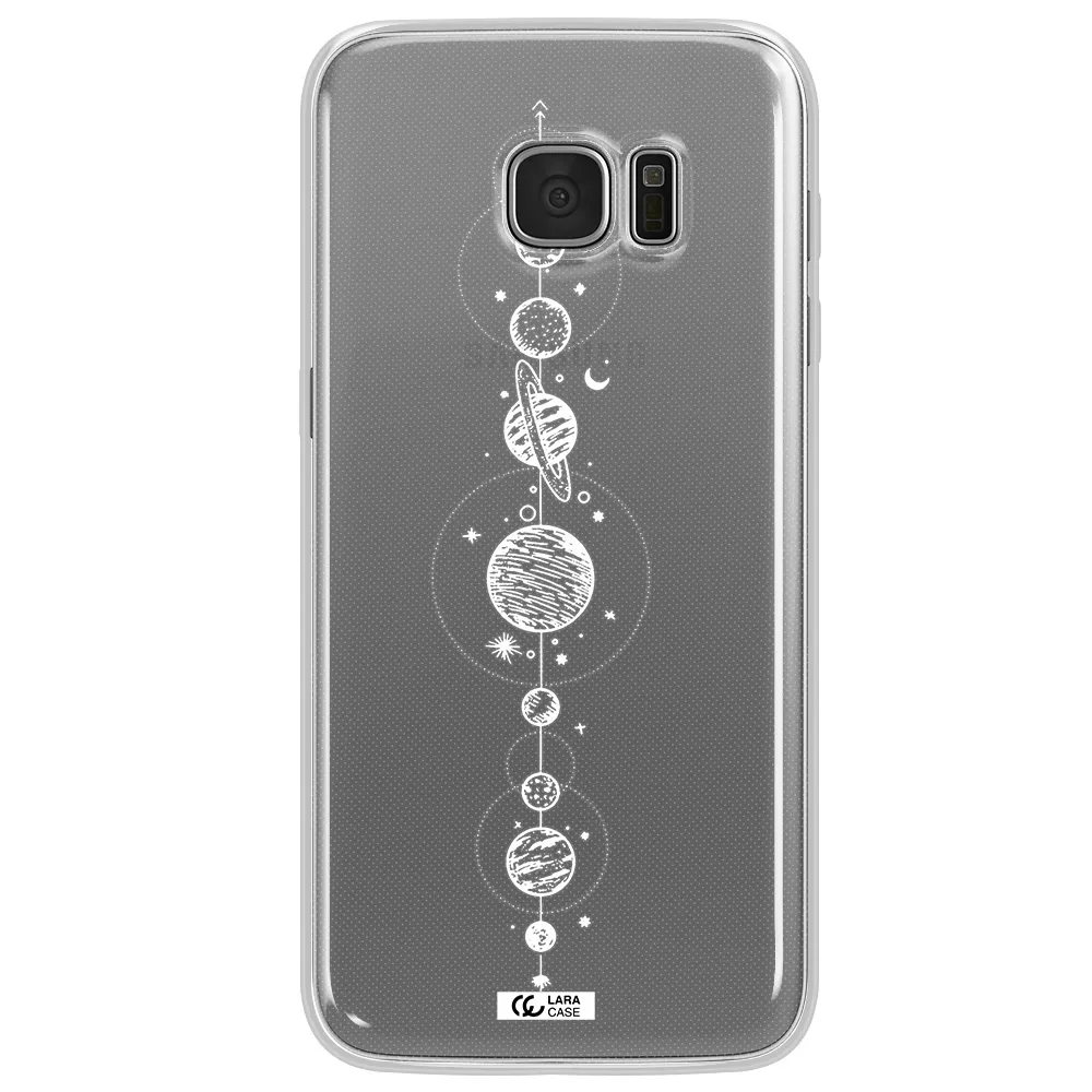 Solar System Line Art Samsung S7 Edge Clear TPU Case