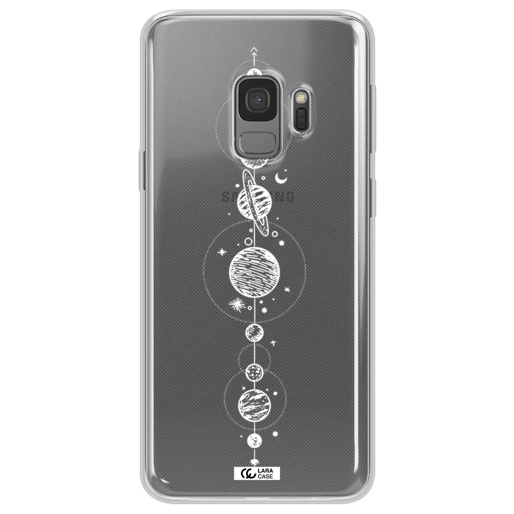 Solar System Line Art Samsung S9 Clear TPU Case