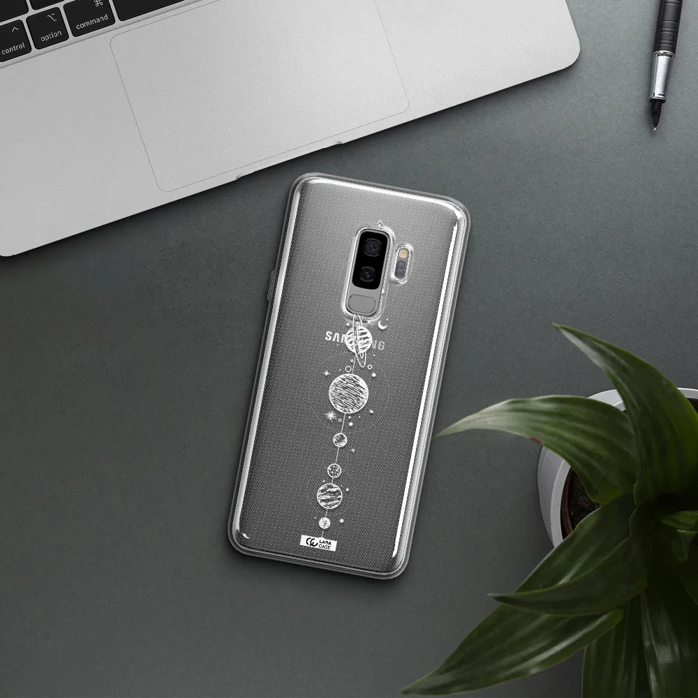 Solar System Line Art Samsung S9 Plus Clear TPU Case