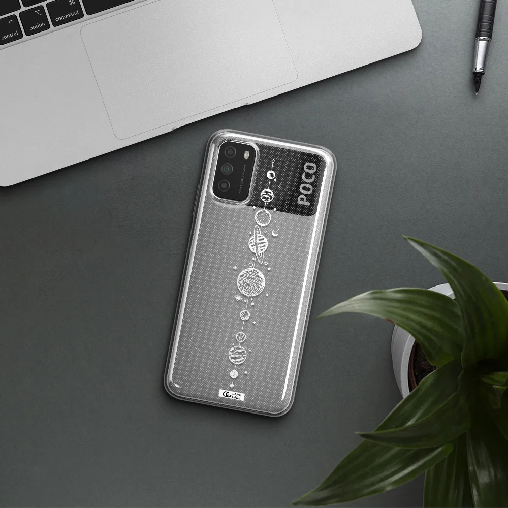 Solar System Line Art Xiaomi Poco M3 Clear TPU Case