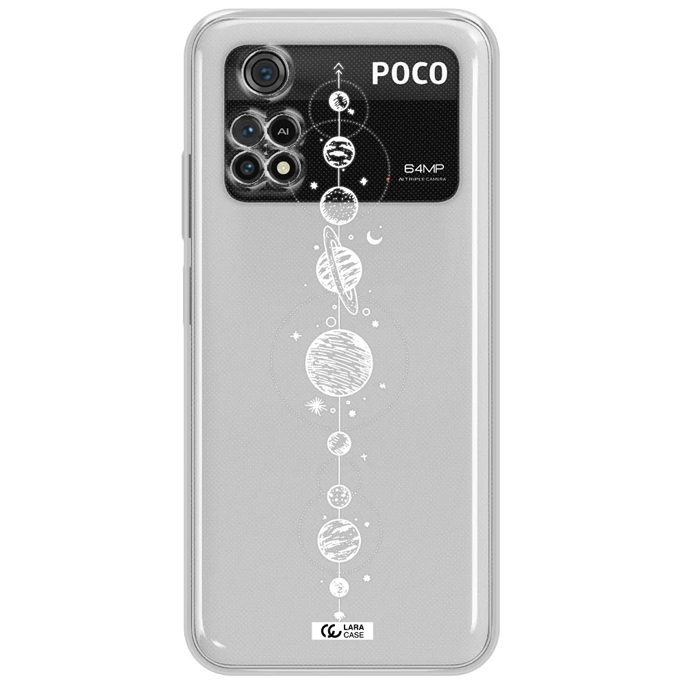 Solar System Line Art Xiaomi Poco M4 Pro 4G Clear Tpu Case