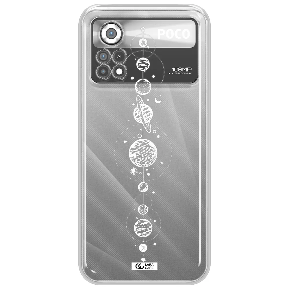 Solar System Line Art Xiaomi Poco X4 Pro Clear TPU Case