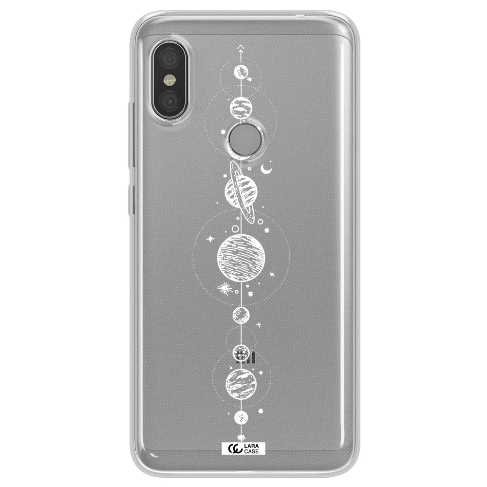 Solar System Line Art Xiaomi Redmi Note 6 Pro Clear TPU Case