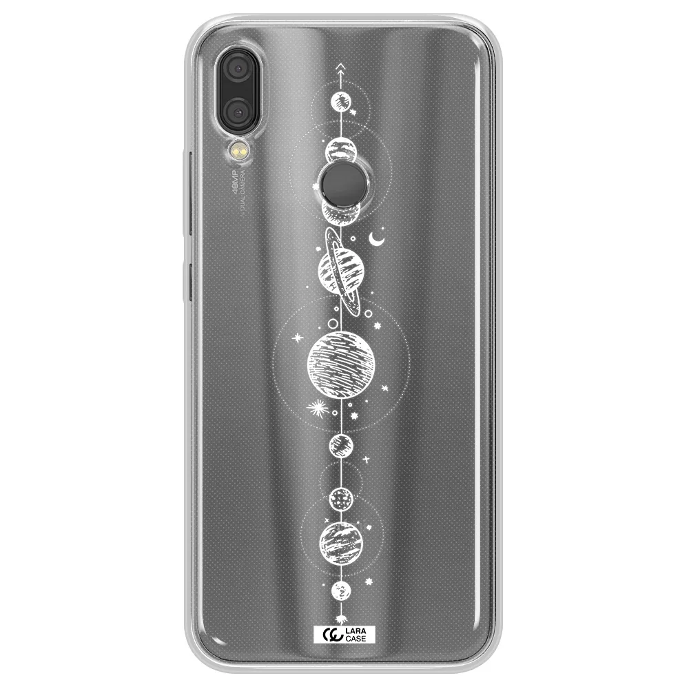 Solar System Line Art Xiaomi Redmi Note 7 Clear TPU Case
