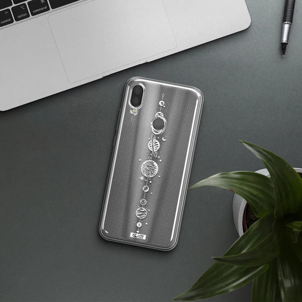 Solar System Line Art Xiaomi Redmi Note 7 Clear TPU Case