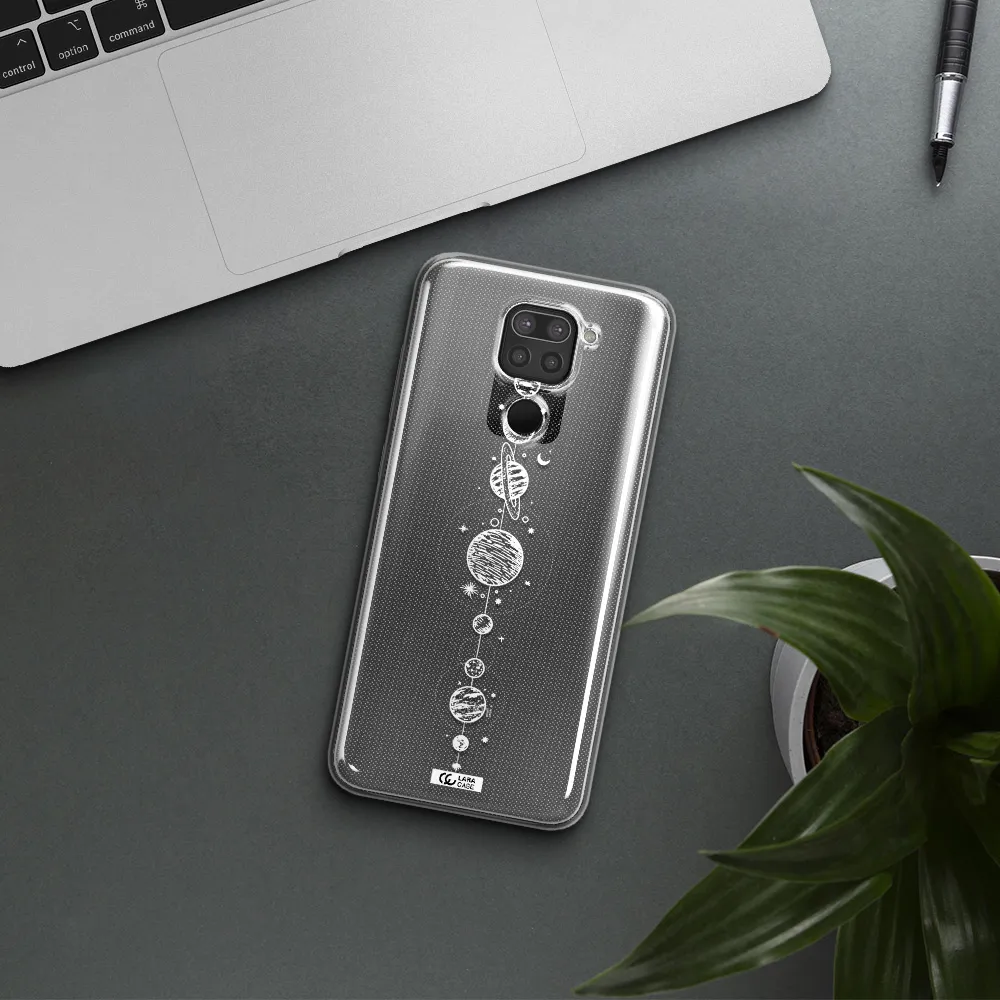 Solar System Line Art Xiaomi Redmi Note 9 Clear TPU Case
